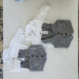 2 newborn sets of gray vests and long sleeve onesies